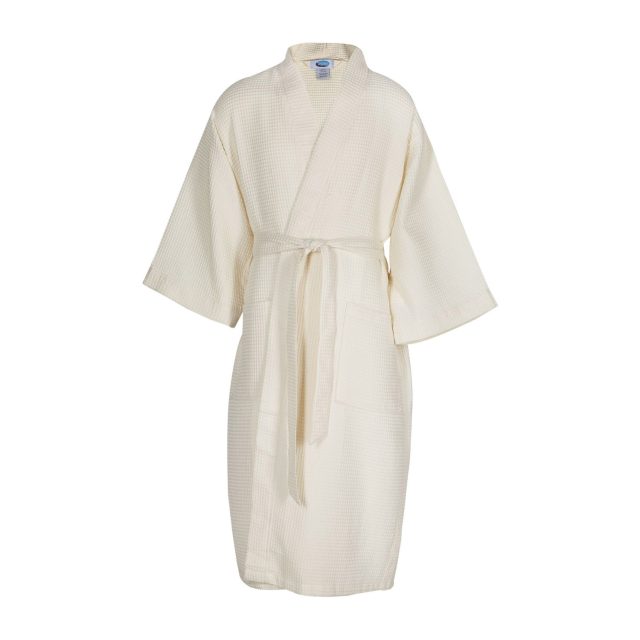 Mid Calf Length Waffle Weave Kimono Robe 4