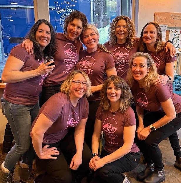 Ski Club showing off custom T-shirts
