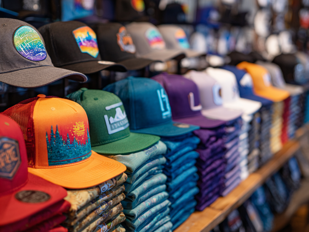 Custom caps, t-shirts, drinkware and more